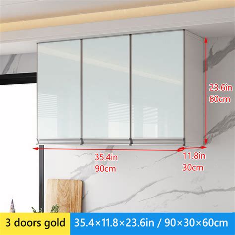 Aluminum Kitchen Cabinet Wall Mounted Anti Termite Tempered Glass Door