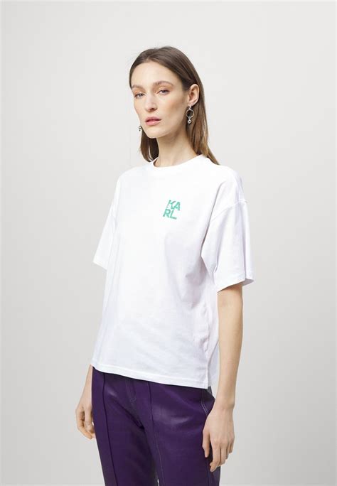 Karl Lagerfeld Athleisure Logo Print T Shirt White Uk