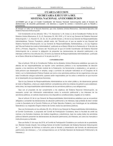 Pdf Cuarta Seccion Secretaria Ejecutiva Del Sistema Declaranet Pdf