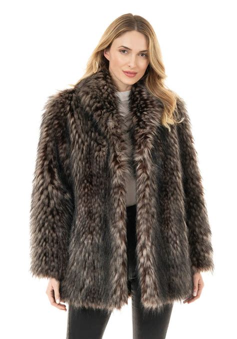 Arctic Fox Faux Fur Shawl Collar Coat Fabulous Furs