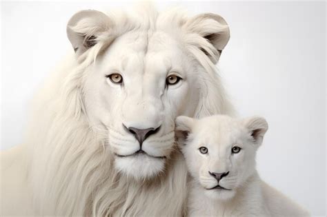 Premium Photo | A white lion and a cub