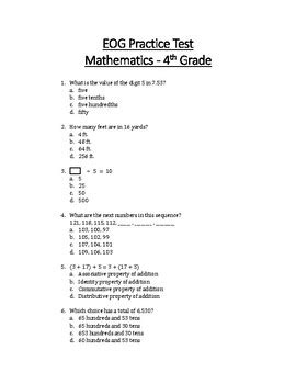 4th Grade Eog Practice Test