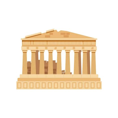 Parthenon Greek Temple Ancient Monument Design Vector Illustrations