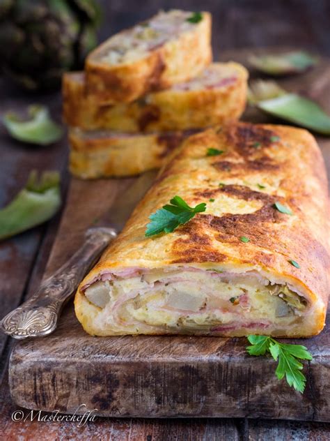 Rotolo Di Patate Ai Carciofi Con Formaggio E Prosciutto Alle Erbe