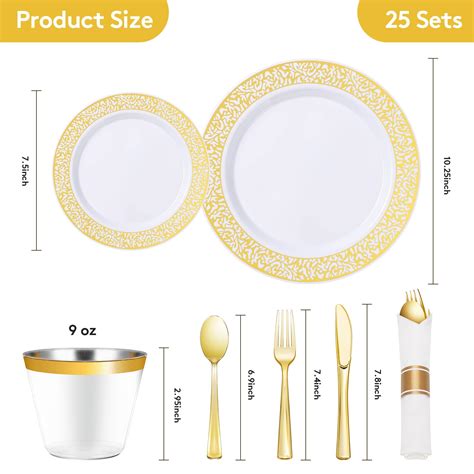 Goodluck 175 Piece Gold Plastic Dinnerware Set For 25 Guests