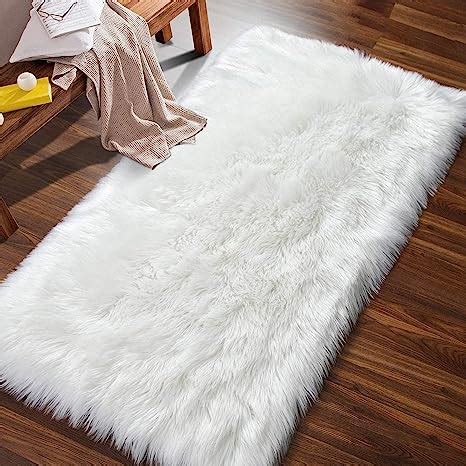 Aufell Tapis Blanc Tapis De Chambre En Peau De Mouton Artificielle