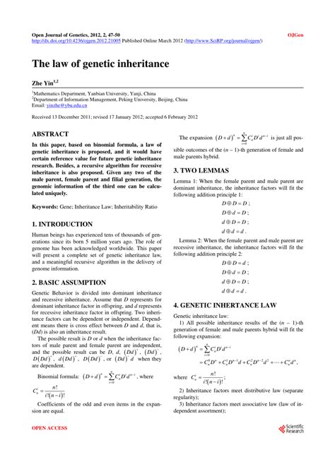 (PDF) The Law of Genetic Inheritance