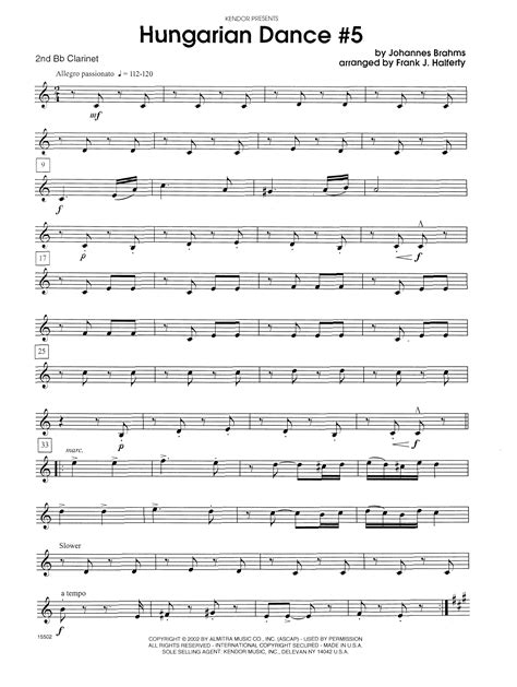 Hungarian Dance Clarinet Sheet