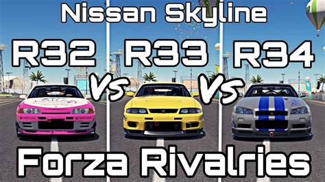 Forza Horizon 3 Skyline Gt R R32 Vs R33 Vs R34 Forza Rivalries Youtube