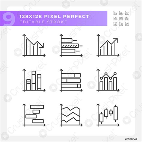 Conjunto De Iconos Lineales De Gr Ficos De Tendencia Vector De Stock