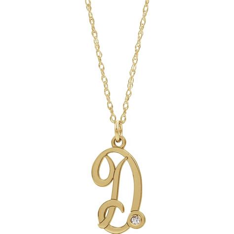 Diamond Deal K Yellow Gold Plated Diamond Script Initial Pendant