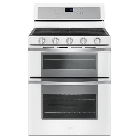 Whirlpool 60 Cu Ft Double Oven Gas Range With Center Oval Burner In