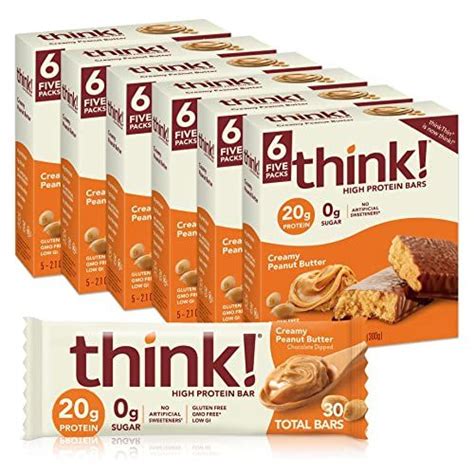 think! Protein Bars, High Protein Snacks, Gluten Free, Kosher Friendly, Creamy Peanut Butter ...