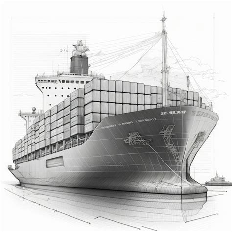 Premium Photo Big Cargo Container Ship In The Sea Pencil Sketch