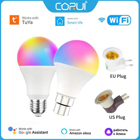 CORUI Tuya Smart Wifi Light Bulb E27 B22 RGBCW LED Light Smart Life