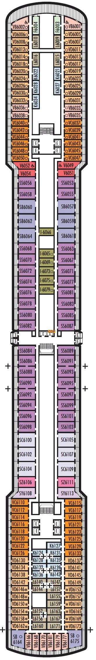 Eurodam Upper Verandah Deck 6 Plan