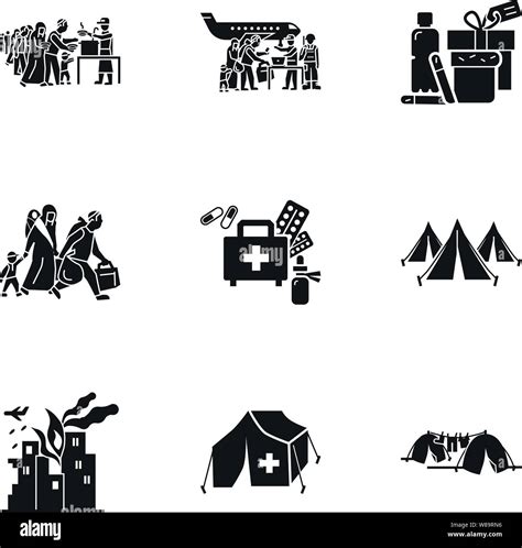 Migrant Refugee Icon Set Simple Set Of 9 Migrant Refugee Vector Icons