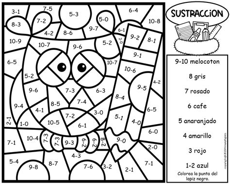 Back To School Color By Number Subtraction Facts In Spanish Made By