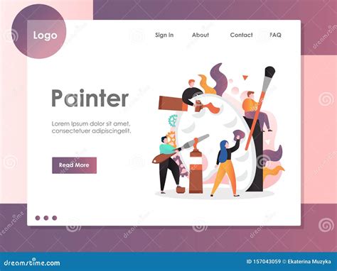 Painter Vector Website Landing Page Design Template Stock Vector