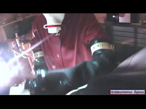 Rubbernurse Agnes DiacriticalAcute Anal Clinic Full Heavy Rubber Clinicred Gown With Gasmask