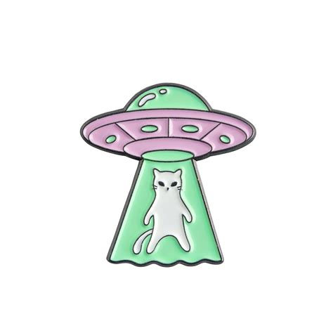 Beam Me Up Cat Ufo Enamel Pin 379 Cybershop Australia