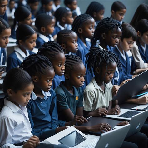 Alunos Usando Tablets Ou Laptops Na Sala De Aula Foto Premium