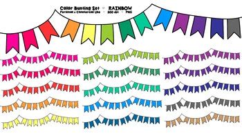 Rainbow Bunting Banner Clipart - 16 graphics - Commercial Use by ...