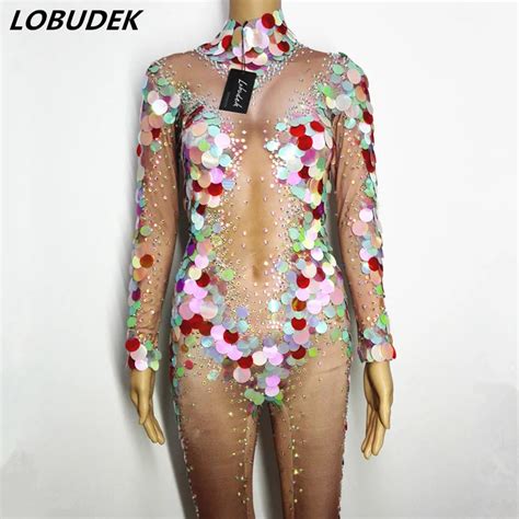 Aliexpress Buy Colorful Sequins Sexy Jumpsuit Women Prom Party