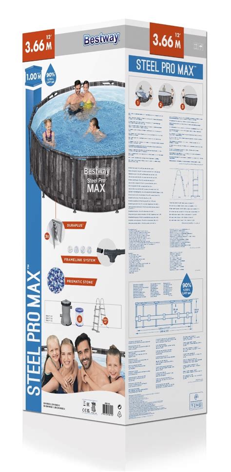 Bestway Steel Pro MAX Frame Pool 366x100cm Stone M Pumpe Stige Kr 1