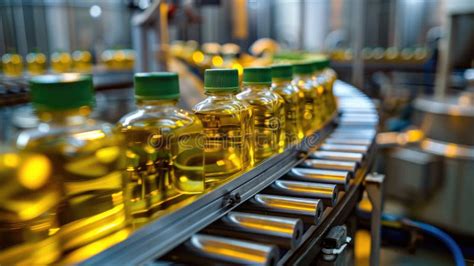 Olive Oil Production In A Factory Showcasing The Production Line Where