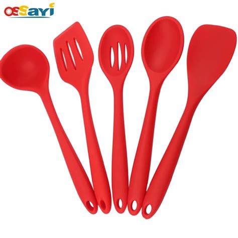 5pcs Food Grade Silicone Cooking Tools Spoon Shovel Filter Kitchen Non