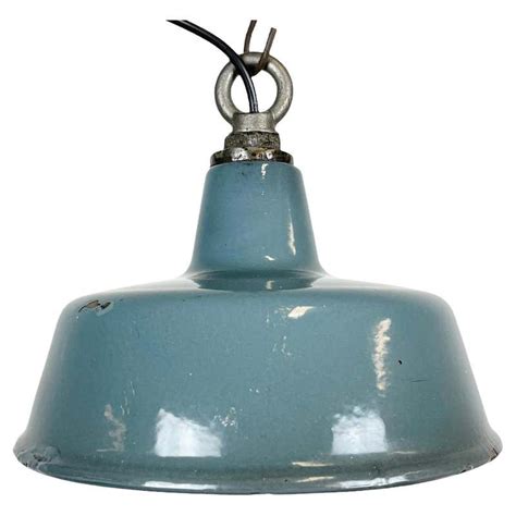 Grey Metal Vintage Industrial Frosted Glass Pendant Lamps For Sale At 1stdibs