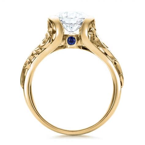 18k Yellow Gold Custom Filigree And Diamond Engagement Ring 100706