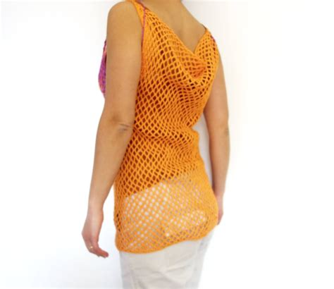 Crochet Pattern Impatient Top Body Net Cover Up Asymmetrical Summer Beach Bikini Cover Open
