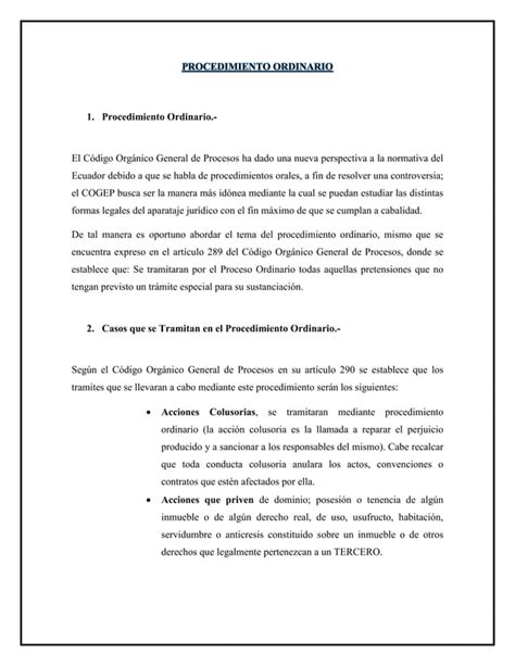 Procedimiento Ordinario Y Sus Fases PDF