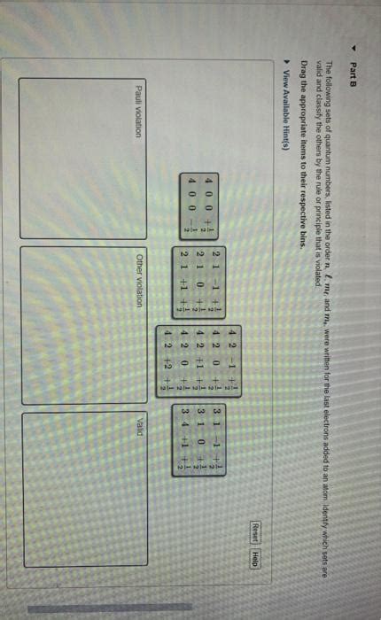 Solved Part B The Following Sets Of Quantum Numbers Listed Chegg