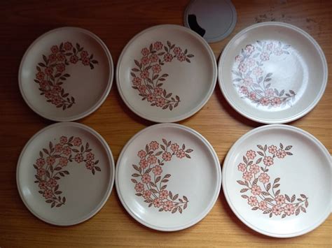 6 X Vintage Biltons Ironstone Tableware Retro Pink Flower Side Etsy Uk
