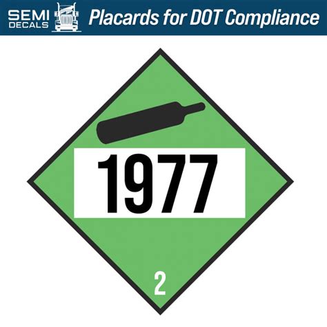 Hazard Class 2 Non Flammable Gas Un 1977 Placard Semi Decals