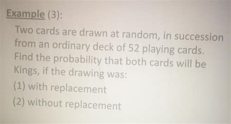 Solved Example 3 Two Cards Are Drawn At Random In Chegg