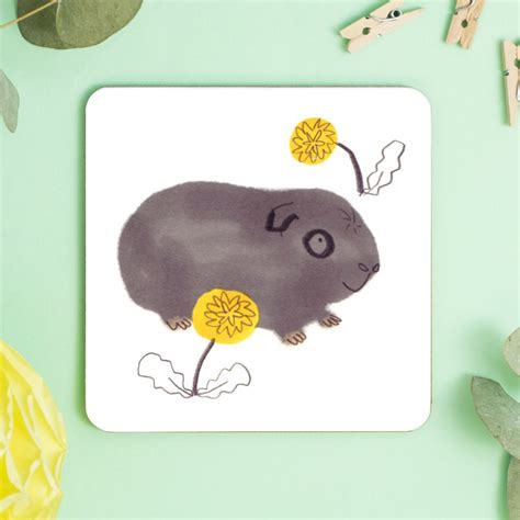 Guinea Pig Coaster Black Grey Jo Clark Design