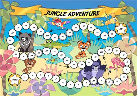 Board Game Jungle Adventure Printable Game Coloring Page Diy