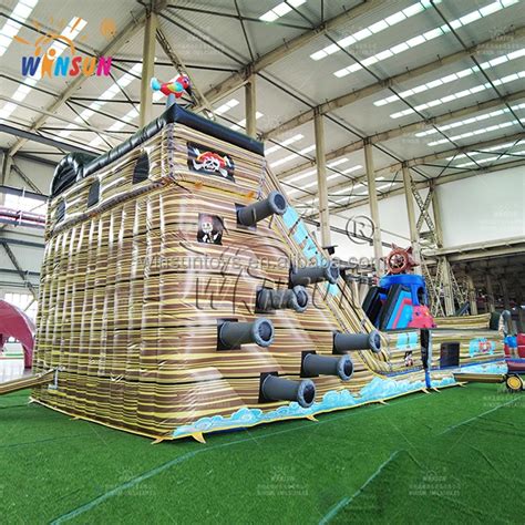 Unisex Pvc Inflatable Pirate Ship Obstacle Course Slide Fun Castle