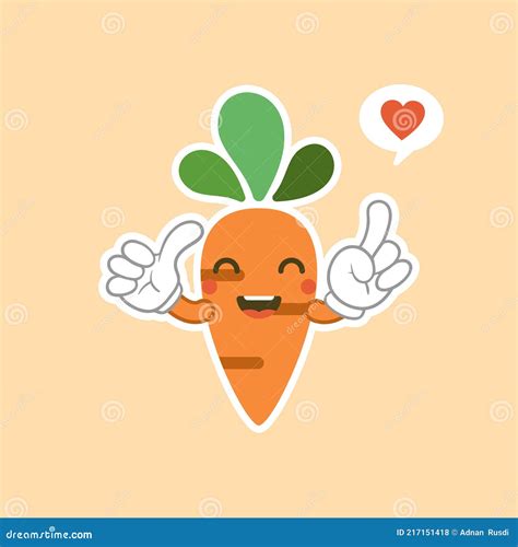 Cute And Kawaii Carrot Cartoon Character Vector Isolated Image Of A