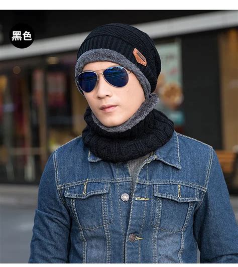 Male Winter Warm Knitted Hat Mens Woolen Cap Knitted Hat Wool Cashmere