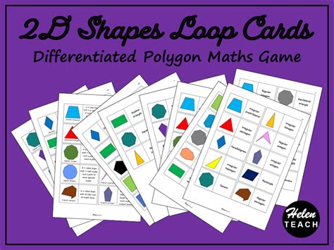 2d Shapes Polygons Loop Cards Game Differentiated Teaching Resources