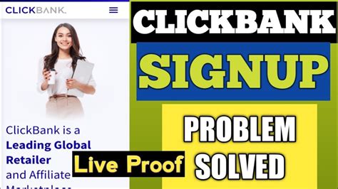 Clickbank Sigun Up Problem Solved How To Create Account On Clickbank