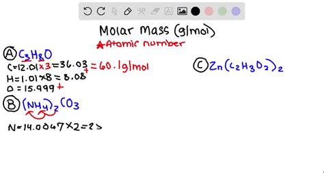 Solvedcalculate The Molar Mass For Each Of The Following A C3 H8 O Rubbing Alcohol B Nh42