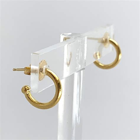 K K K Solid Yellow Gold Post Hoop Earrings Classic Thick Etsy