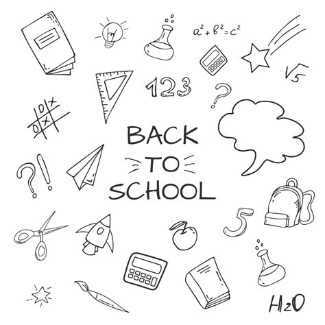 Free drawing of school subjects. Back to school. Vector illustration ...