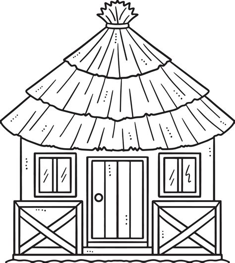 Tropical Hut Isolated Coloring Page For Kids 19633511 Vector Art At